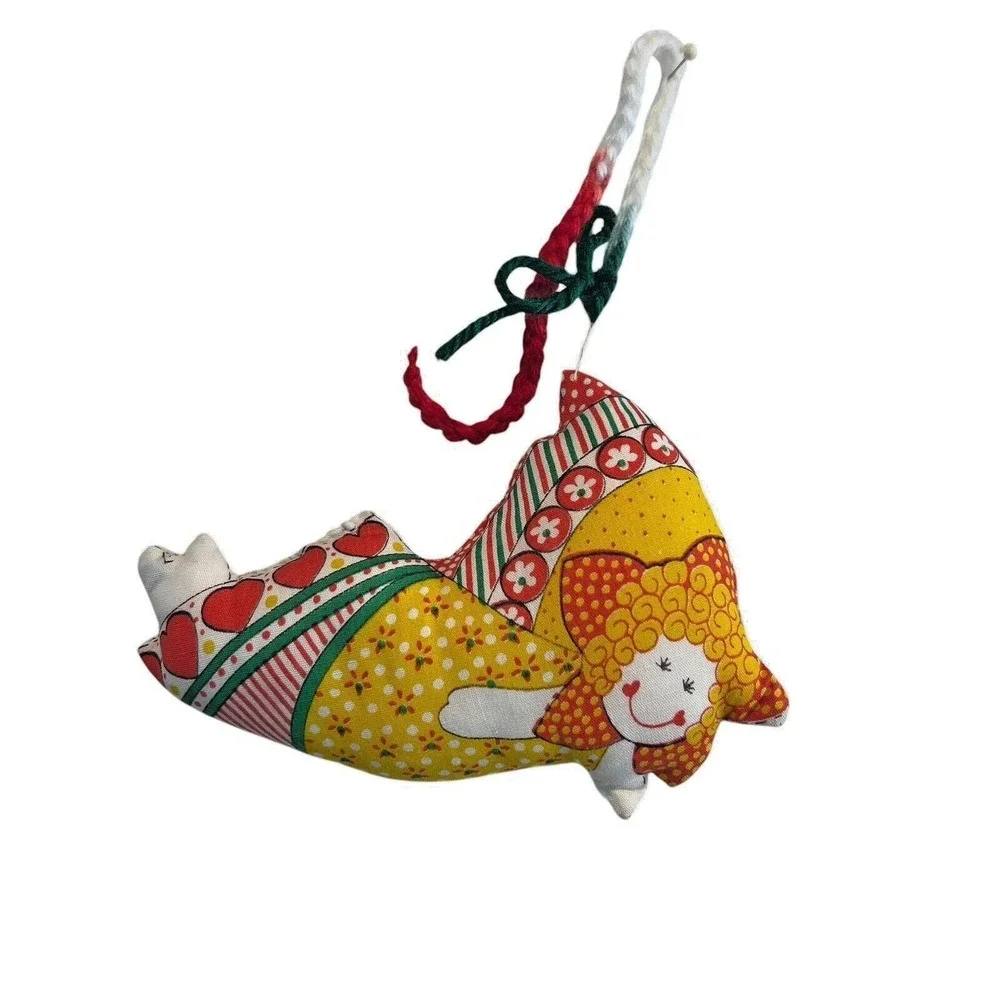 Vintage Strawberry Shortcake and Angel Home Sewn Christmas Ornaments Lot of 2‎